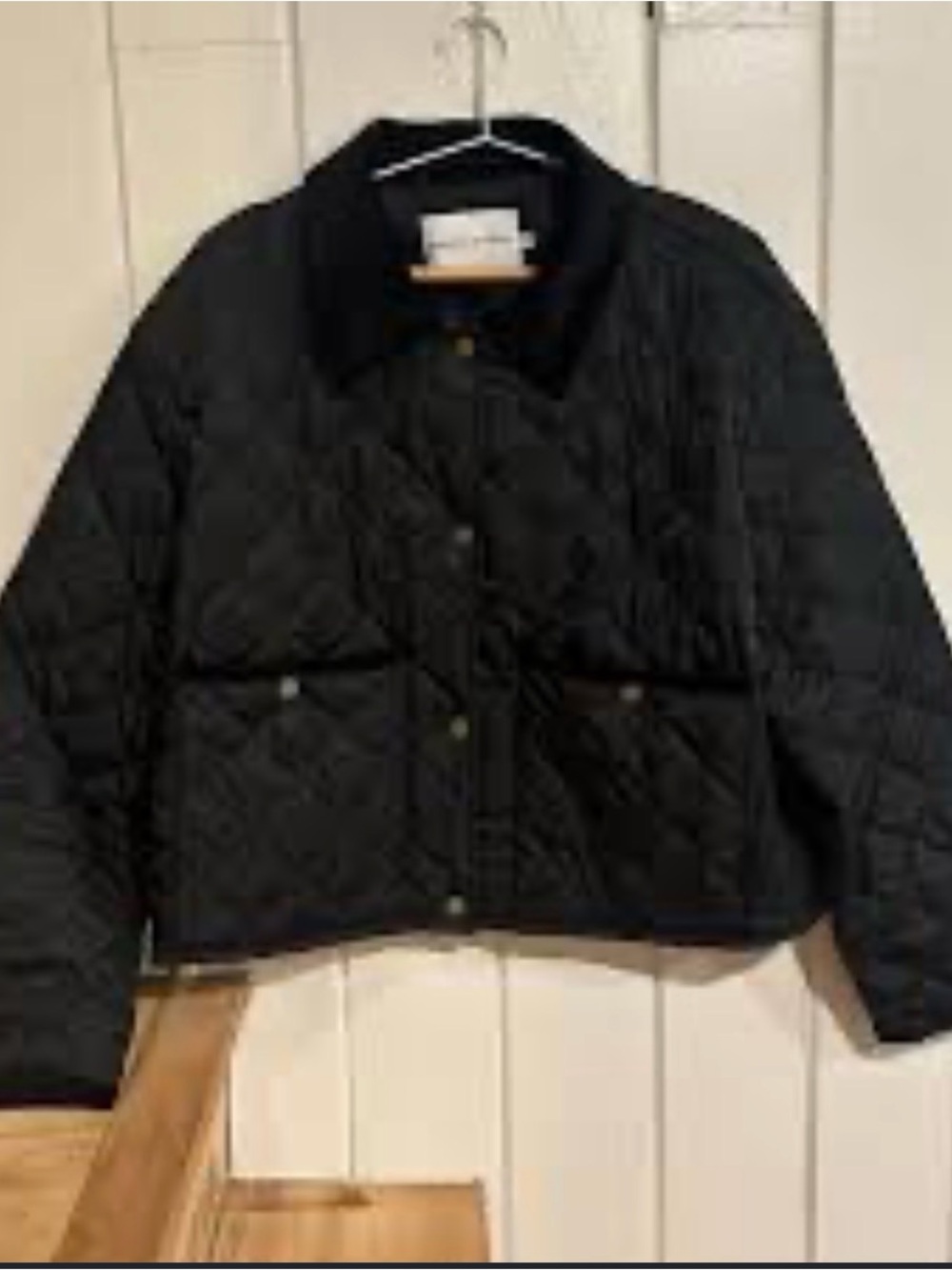 Rebecca Minkoff Quilted Cropped Barn Jacket M - corduroy collar.
